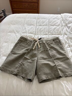 Banana Republic Olive Green Linen-Blend Drawstring Shorts